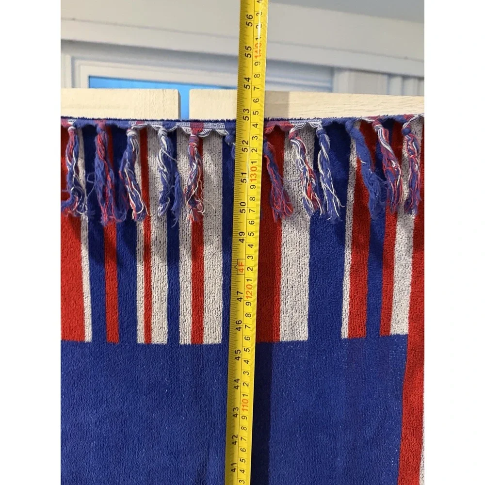 Tropical Escape Liberia Flag Beach Towel 100% Cotton Red White Blue Fringe 53